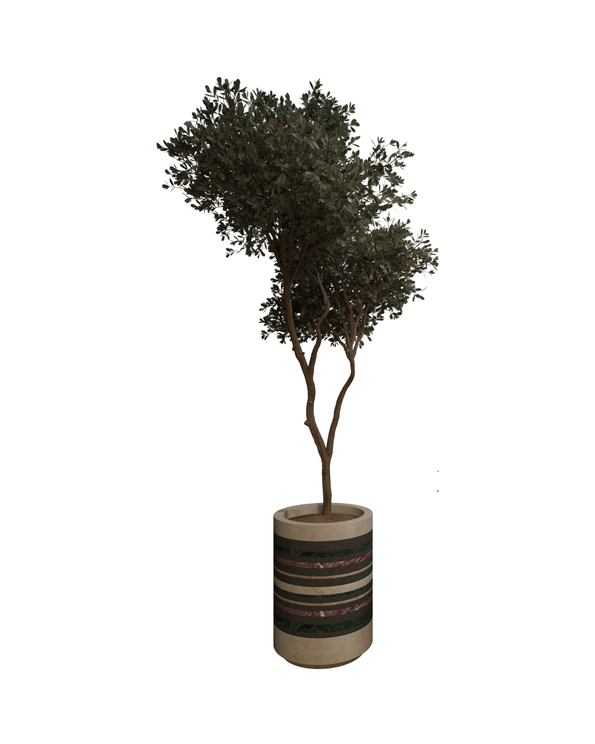Banded Marble Inlay Column Planter — View 2