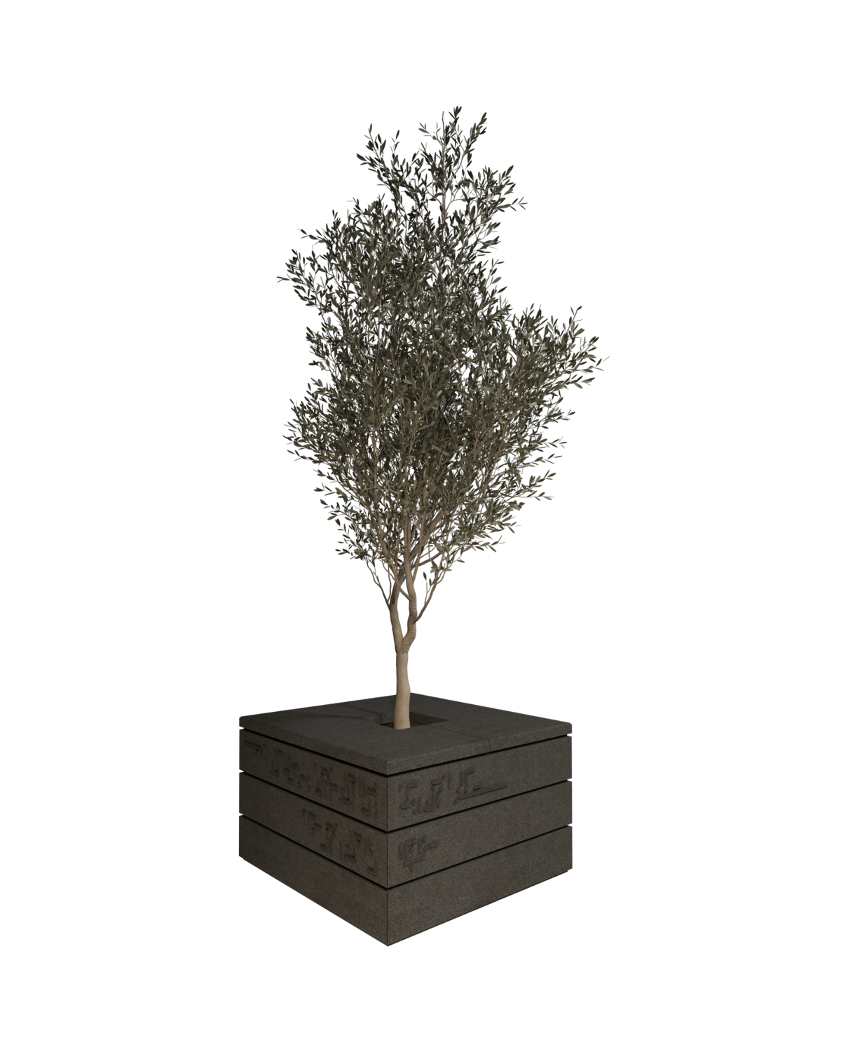 Layered Basalt Kufic Planter — View 2