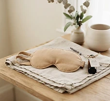 Warm steam eye mask for sound bath relaxation