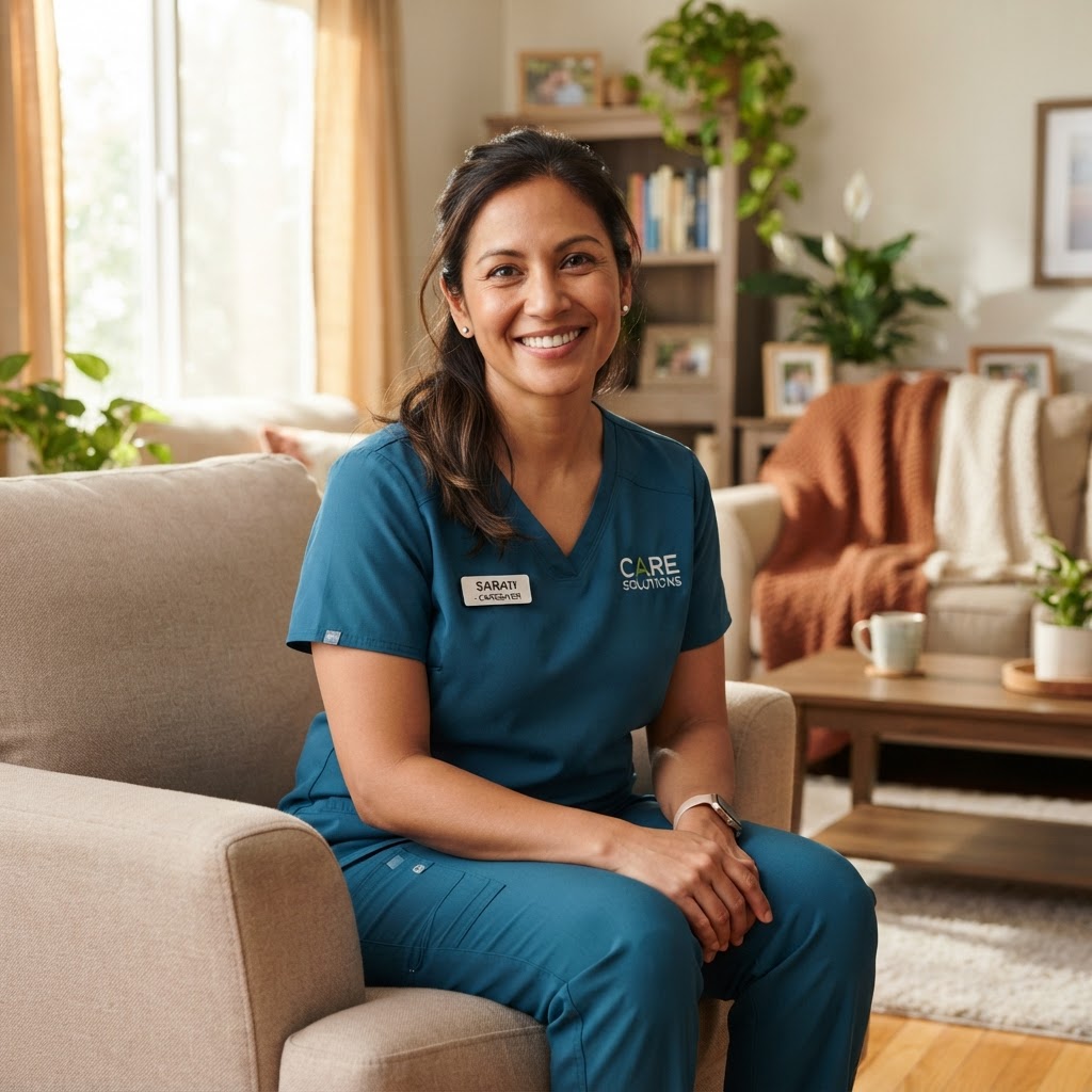 Friendly caregiver welcoming you to join our team