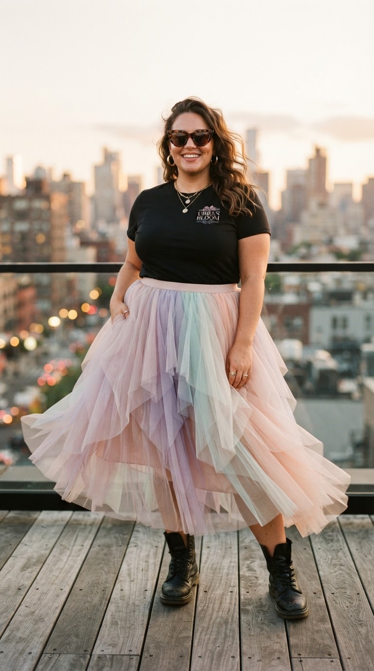 The Tulle Dreamscape — plus size pride outfit inspiration