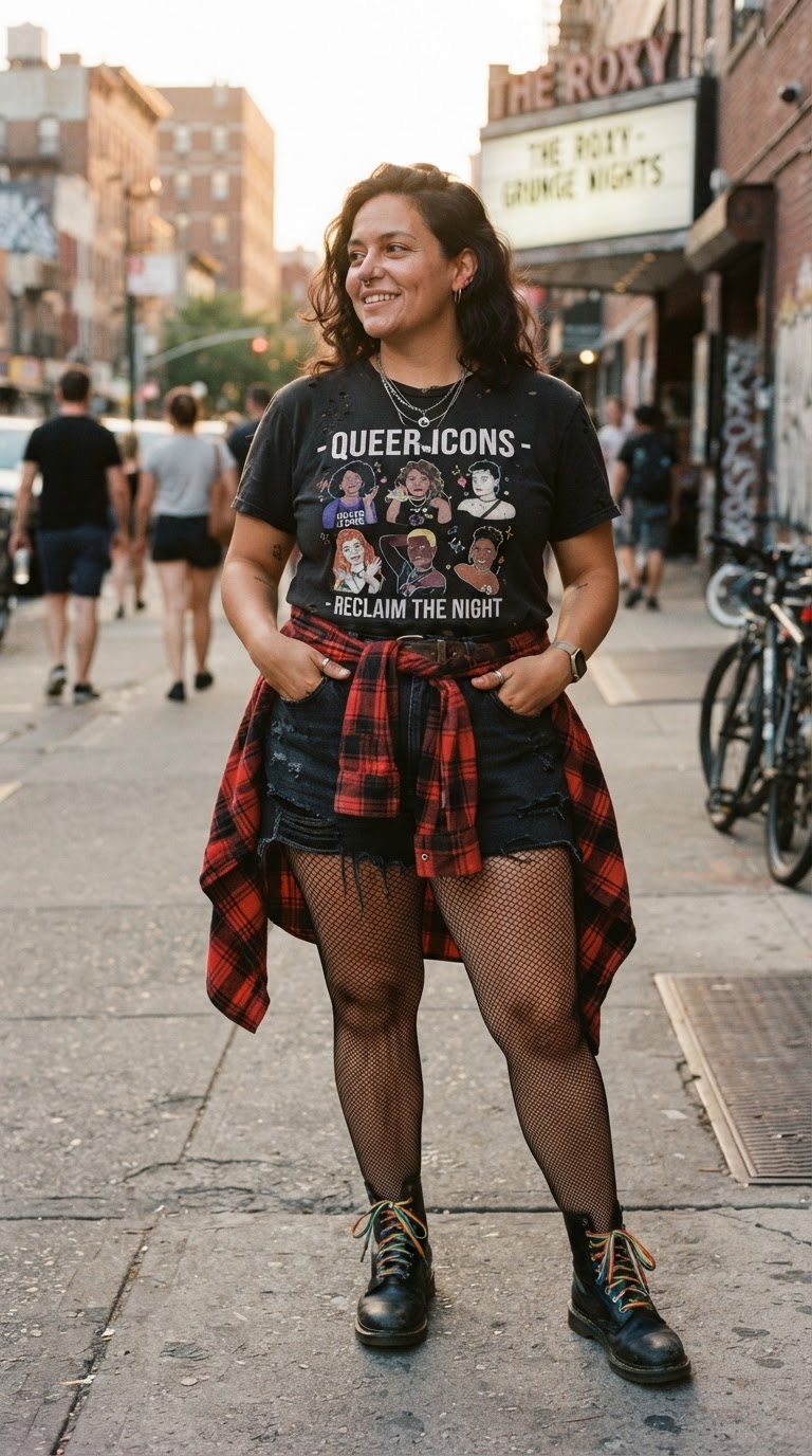 The 90s Grunge Revival — plus size pride outfit inspiration