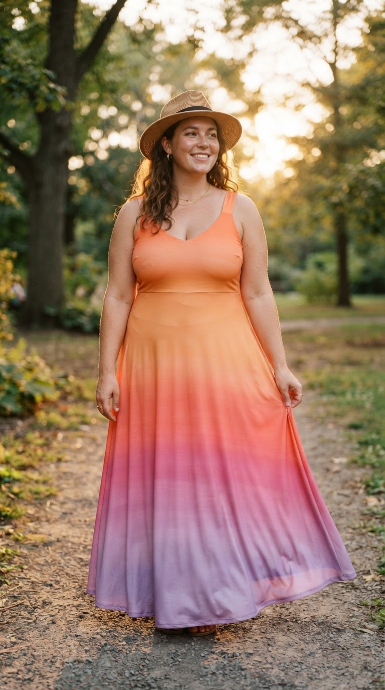 The Sunset Gradient Maxi — plus size pride outfit inspiration