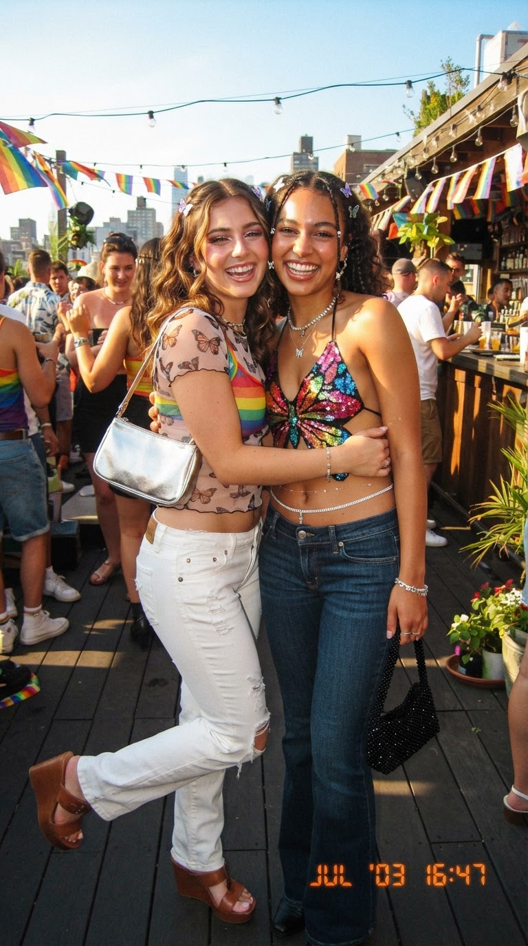 Y2K pride outfit idea 7 - Platform Boots & Mini Skirt Tube Top