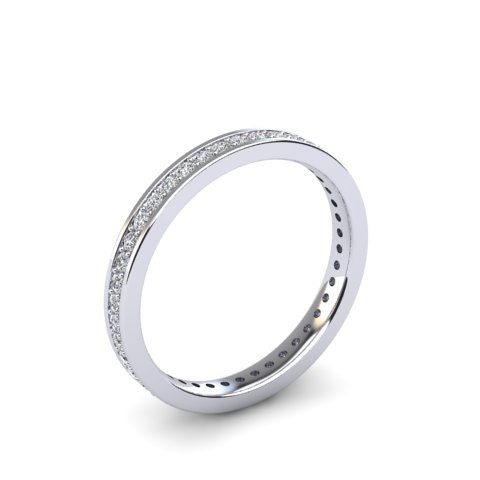 Men's Diamond Wedding Band | Two-Round Diamond Groove Design 18ct White Gold 1