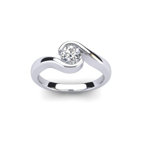 Round Diamond Solitaire with Twisted Shoulders | Pavé 18ct White Gold 2