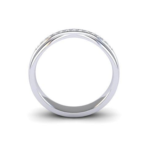 Crossover Diamond Solitaire Engagement Ring | Pavé Shoulders 18ct White Gold 1