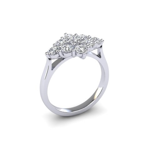 Diamond Cluster Ring | 7-Stone Round Brilliant 18ct White Gold 1