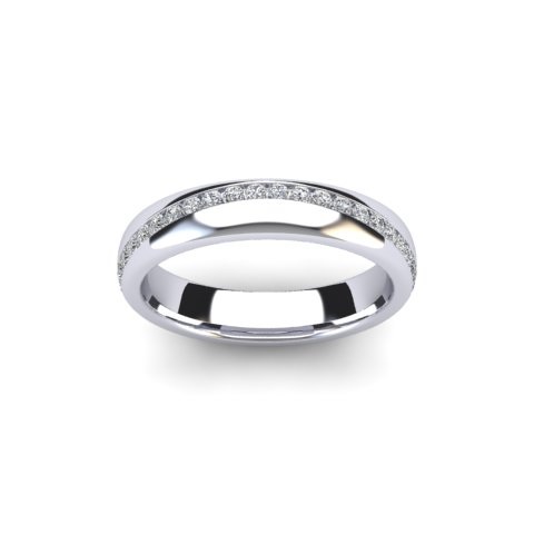 Men's Diamond Court Wedding Ring | Single Princess Cut 18ct White Gold 1