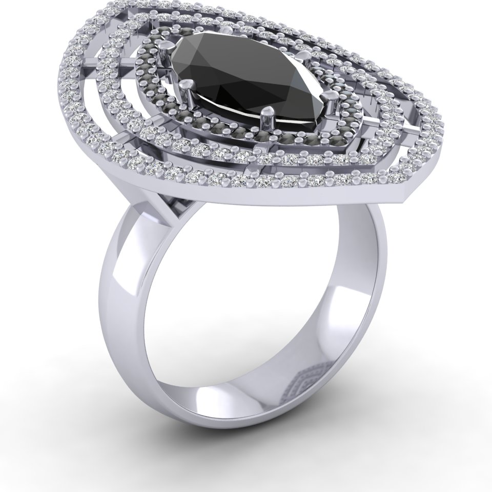Black Marquise Double-Halo Statement Ring 1