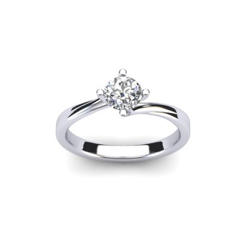 Oval Diamond Solitaire Engagement Ring | Half-Rubover 18ct White Gold 2