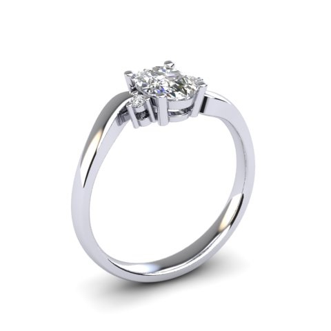 Oval Diamond Three-Stone Engagement Ring | 18ct White Gold 1