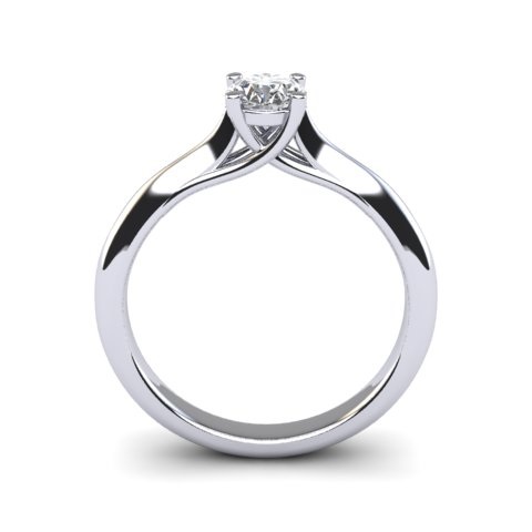 Round Brilliant Solitaire Engagement Ring | Four-Claw Knife-Edge 18ct White Gold 1