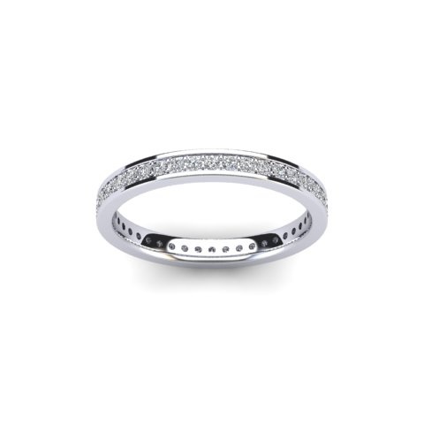Flat-Profile Diamond Wedding Band | Two-Row Princess Cut 18ct White Gold 1