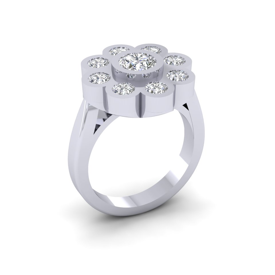 Floral Diamond Cluster Ring 1