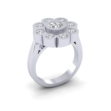 Floral Diamond Cluster Ring