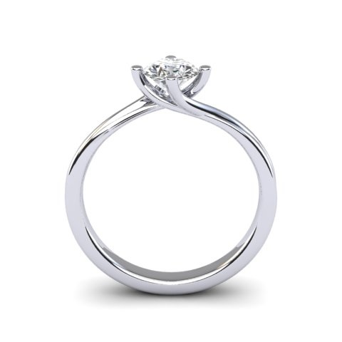 Oval Diamond Solitaire Engagement Ring | Half-Rubover 18ct White Gold 1