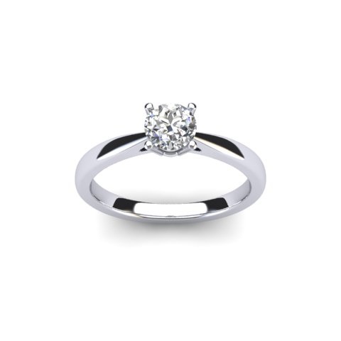 Round Diamond Solitaire with Twisted Shoulders | Pavé 18ct White Gold 1