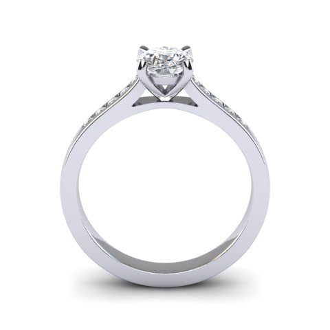 Round Diamond Solitaire | Pavé Shoulder Twist 18ct White Gold 1