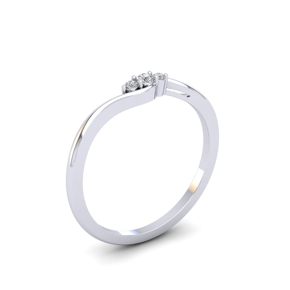 Three-Diamond Bar-Set Wedding Band | 18ct White Gold 1