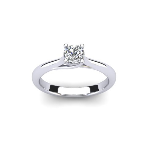 Round Brilliant Solitaire Engagement Ring | Four-Claw Knife-Edge 18ct White Gold 2