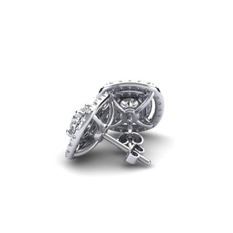 Diamond Cushion Halo Stud Earrings | 18ct White Gold 1