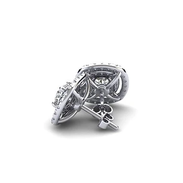 Diamond Cushion Halo Stud Earrings | 18ct White Gold
