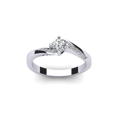 Round Diamond Solitaire | Twist Pavé Shoulder 18ct White Gold 2