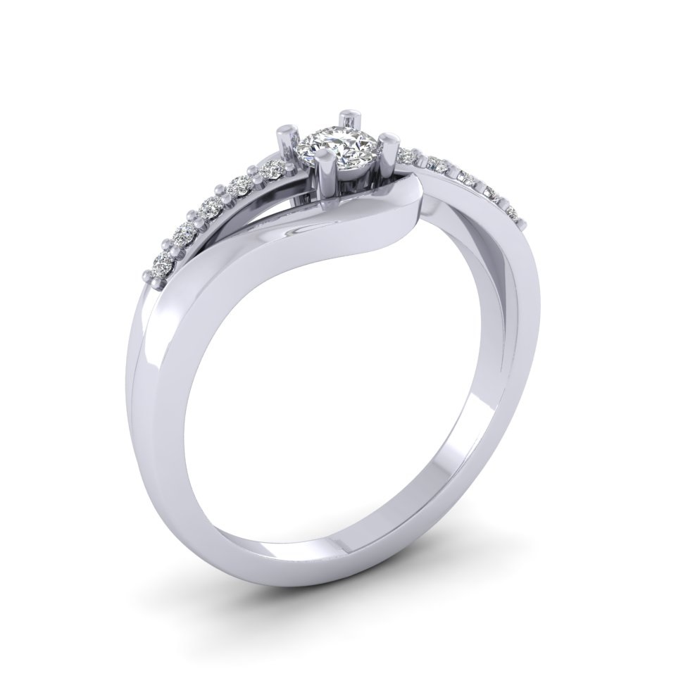 Crossover Diamond Solitaire Engagement Ring | 18ct White Gold 1