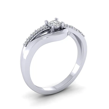 Crossover Diamond Solitaire Engagement Ring | 18ct White Gold