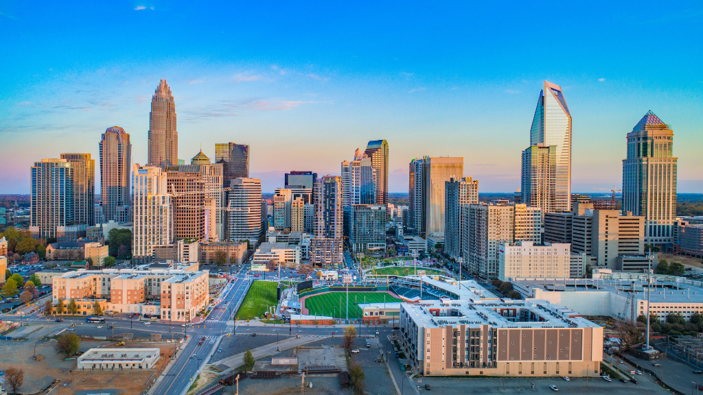 Charlotte, NC skyline at golden hour
