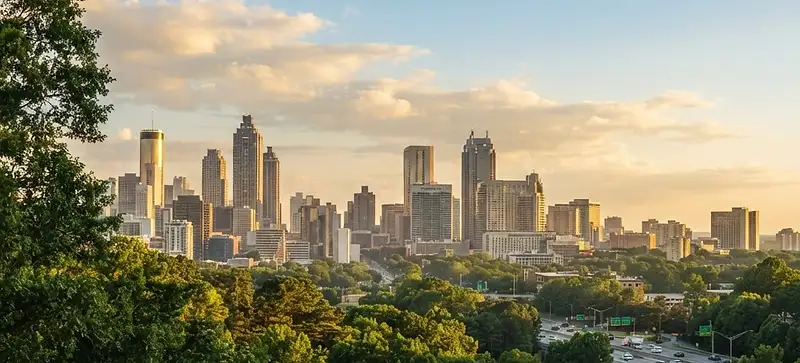 The Atlanta skyline at golden hour