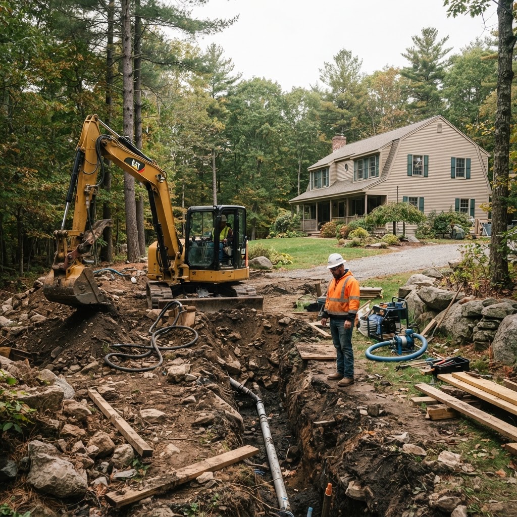 Residential septic installation in Chester, New Hampshire