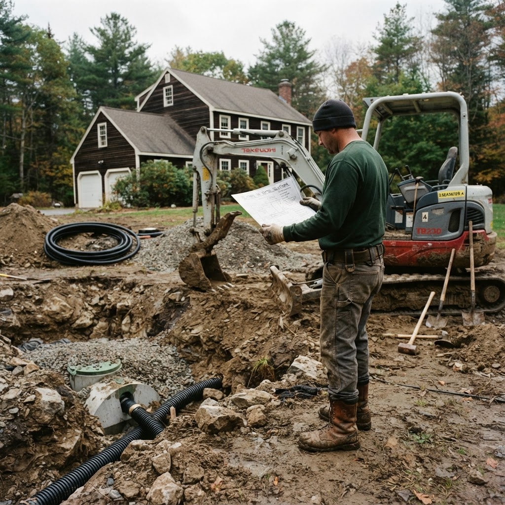 Dependable Construction Co., Inc. residential septic work site in Southern New Hampshire