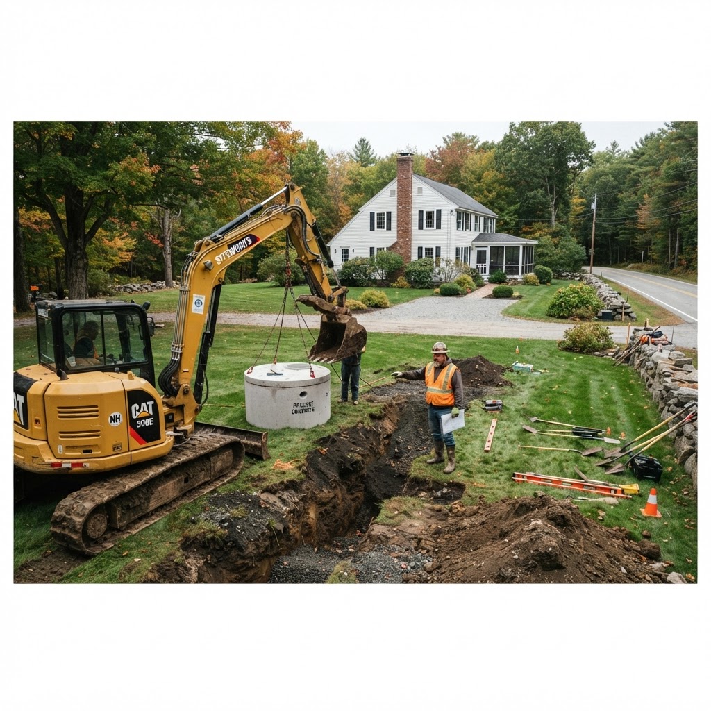 Residential septic installation in Hampstead, New Hampshire