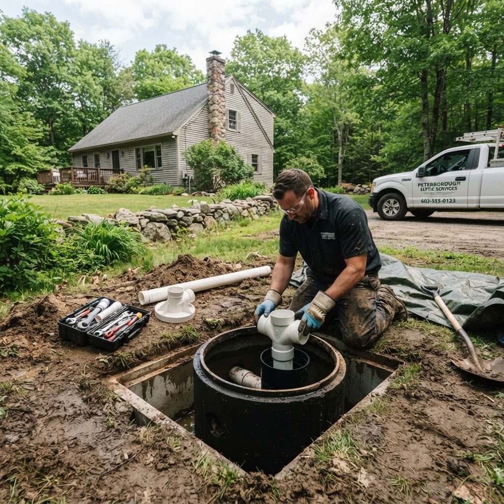 Septic tank baffle replacement in Southern New Hampshire