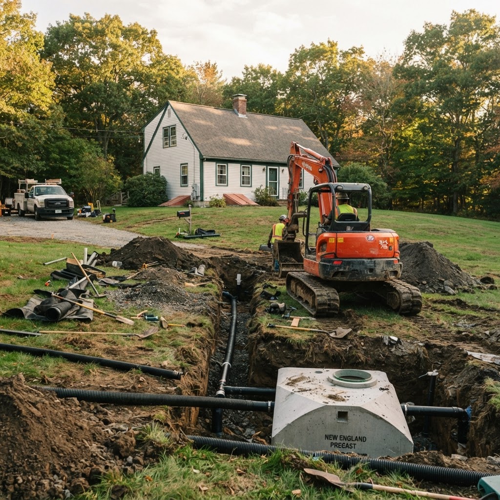 Residential septic system installation in Southern New Hampshire