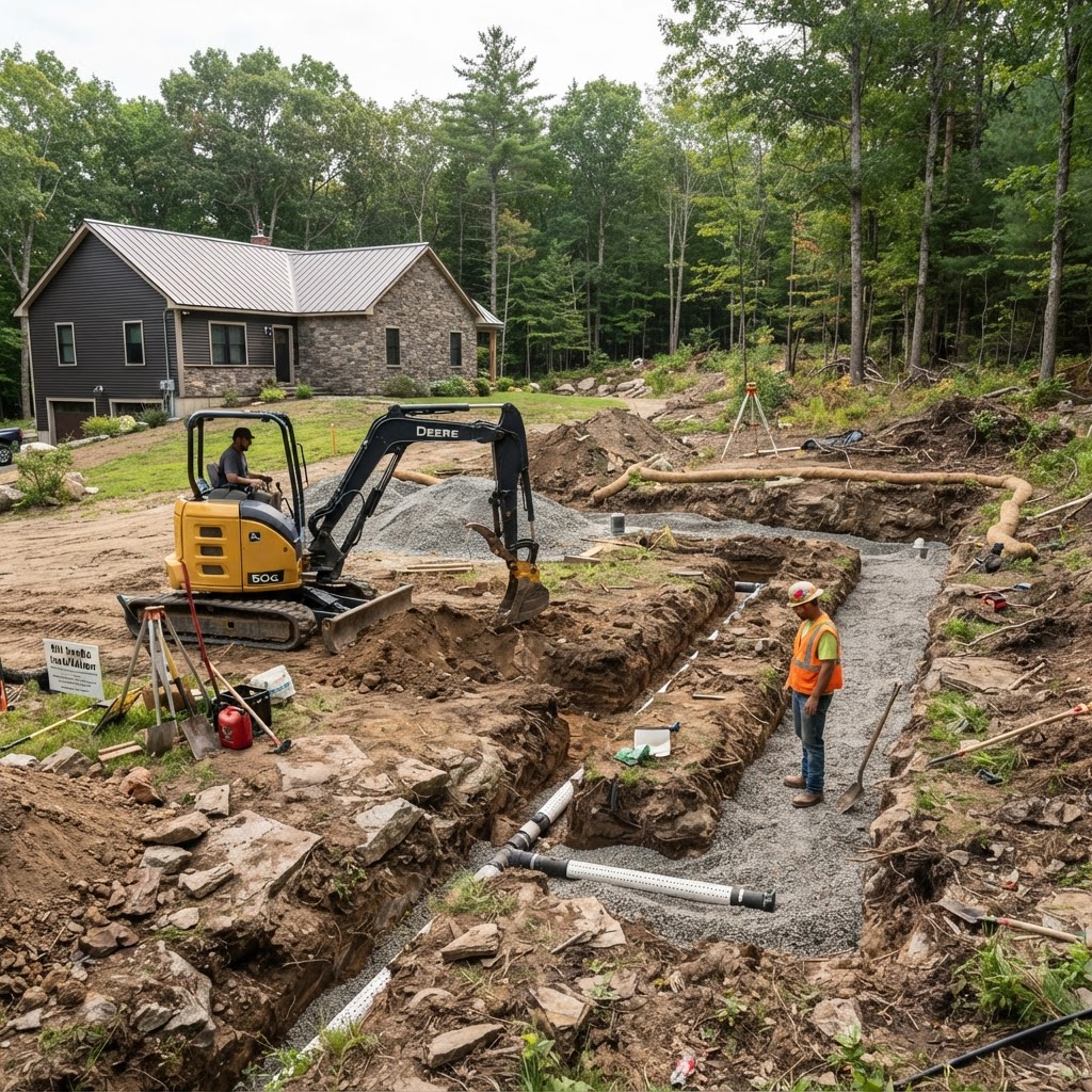 Residential septic installation in Fremont, New Hampshire