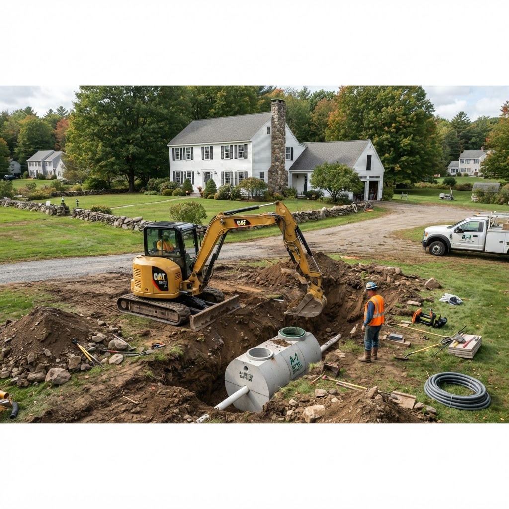 Residential septic installation in Sandown, New Hampshire