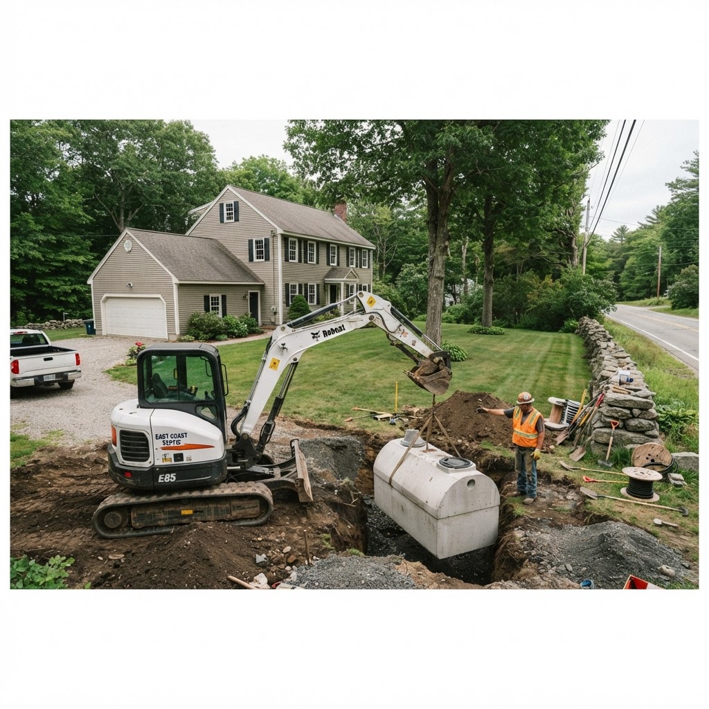 Residential septic installation in East Kingston, New Hampshire