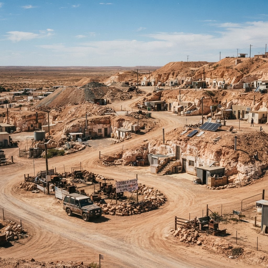 Coober Pedy opal-mining town in South Australia, where homes are dug underground to escape the desert heat