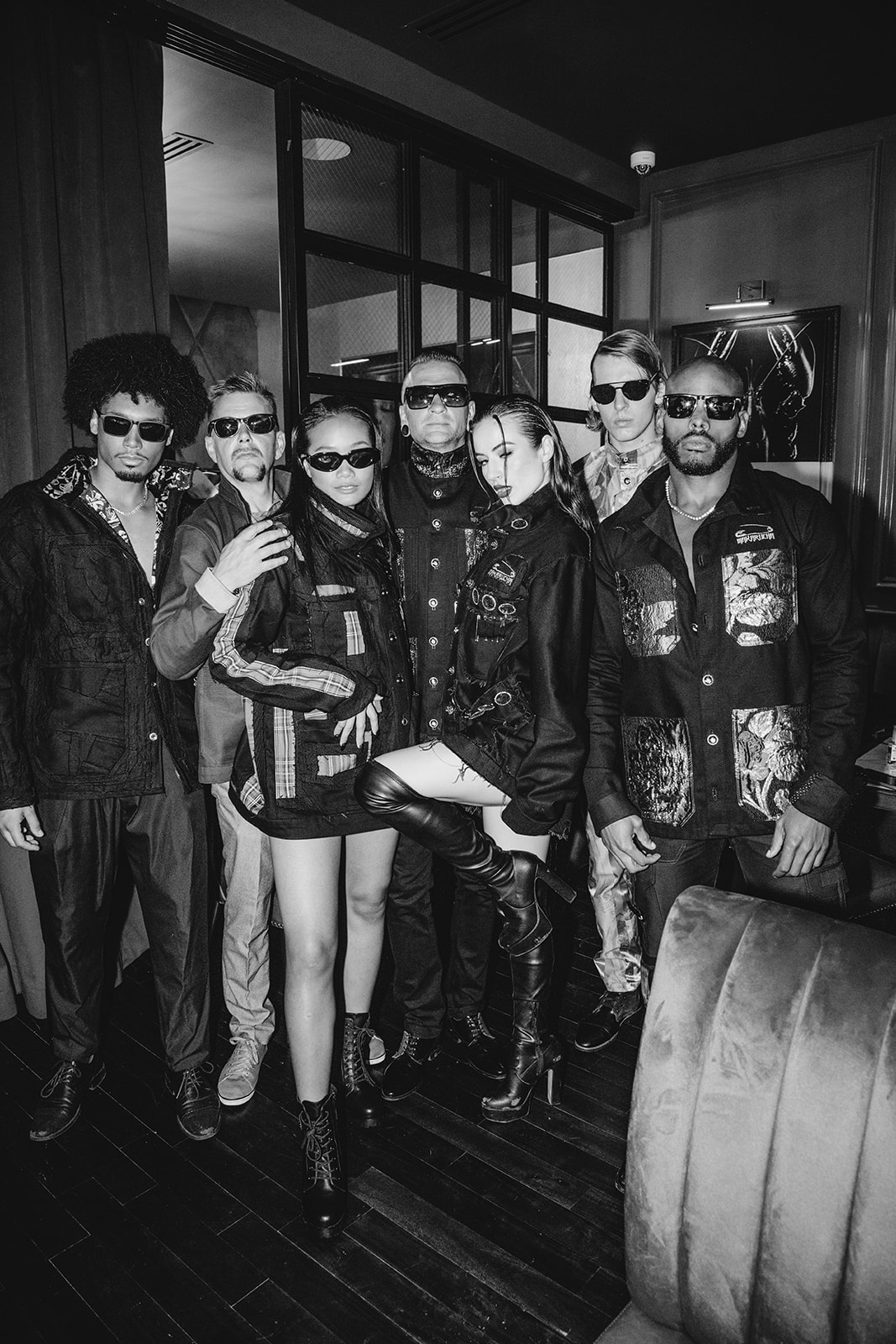 Boris Makarucha and the NYFW '26 debut cast at Cognac Brasserie, NYC