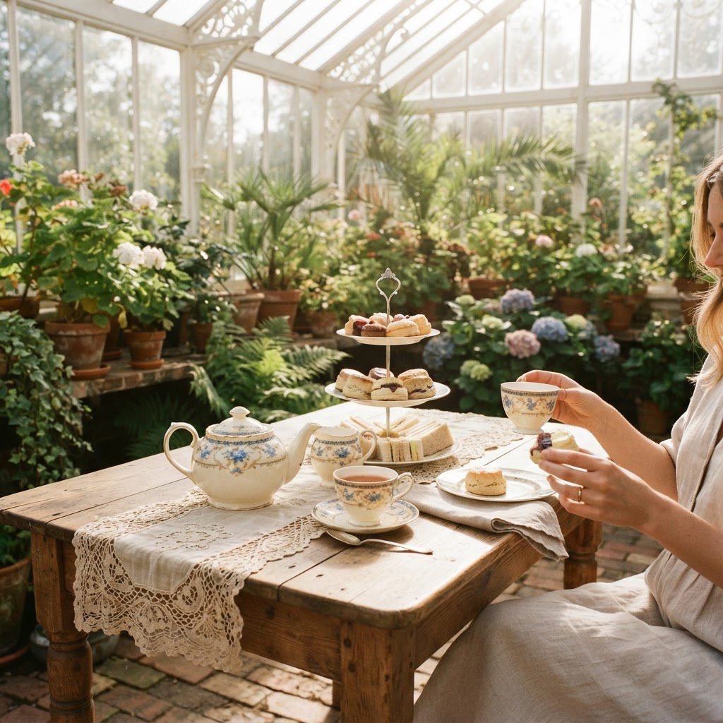 Tea in the conservatory