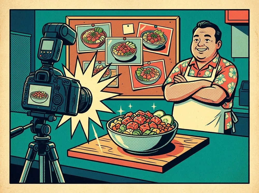 Illustrated scene representing POKE FOR THE PEOPLE