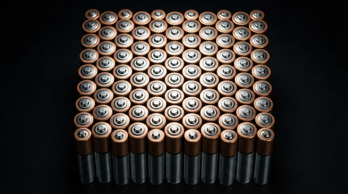 Energizer batteries arranged in geometric grid