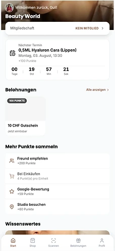 BeautyFlow Startbildschirm