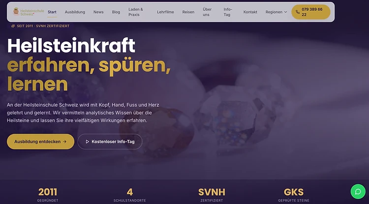 Heilsteinschule Schweiz Webseite