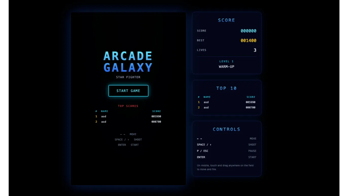 Arcade Galaxy template preview