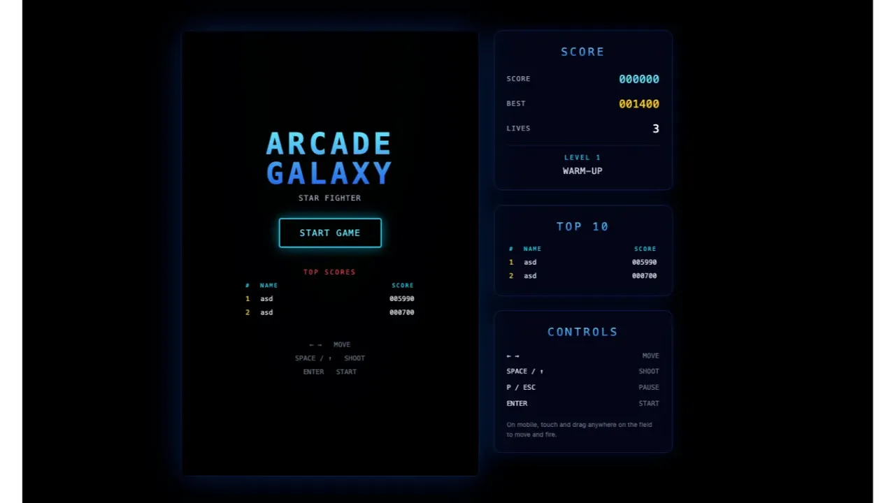 Arcade Galaxy template preview