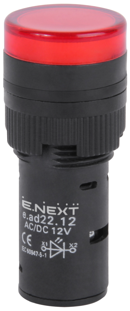 ИНДИКАТОРНА ЛАМПА LED Ф22 MM, 12 V AC/DC ЧЕРВЕНА, E.AD22.12.RED, E.NEXT